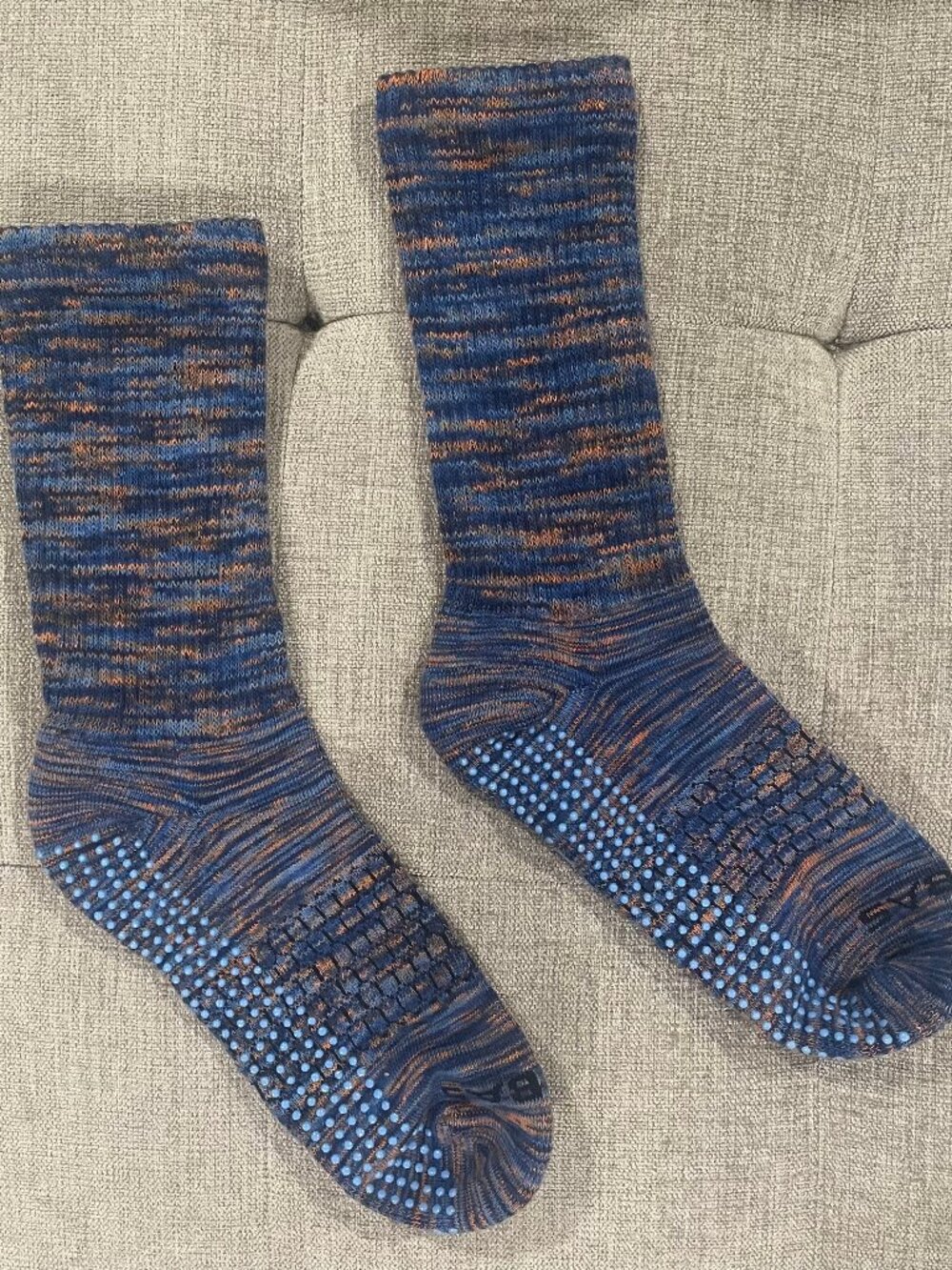 Blue Orange Crew Grip Socks